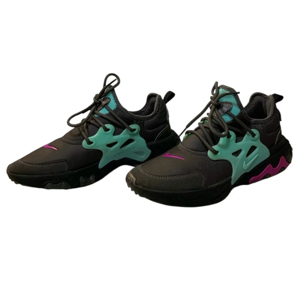 Nike Presto React Youth Gray/Pink/Teal Running Sneakers - Picture 2 of 7